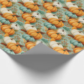 パンプキンオレンジ海グリーンID1079 ラッピングペーパー (角)