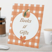 パンプキンオレンジ秋ベビーシャワーブックス&ギフト 台座サイン (インサイチュ)