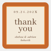 パンプキンオレンジ縁どシンプル秋の結婚式賛成 スクエアシール (正面)