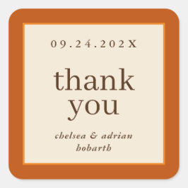 パンプキンオレンジ縁どシンプル秋の結婚式賛成 スクエアシール