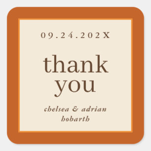 パンプキンオレンジ縁どシンプル秋の結婚式賛成 スクエアシール