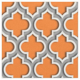 パンプキンオレンジ、ダークグレーモロッコクローバー#5DS ファブリック