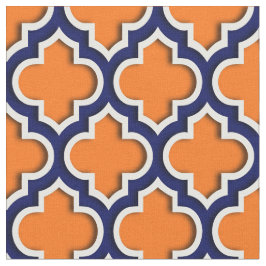 パンプキンオレンジ、ネイビーブルーモロッコクローバー#5DS ファブリック