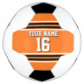 パンプキンオレンジBlkチームジャージカスタムー番号名 サッカーボール (正面)