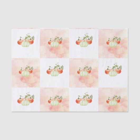 パンプキンオンつる植物水彩 薄葉紙 (正面)