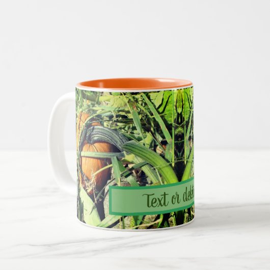 パンプキンオンつる植物自然 パーソナライズされた ツートーンマグカップ (正面左)