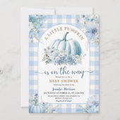 パンプキンオンザウェイベビーシャワーボーイブルー秋 招待状 (正面)