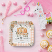 パンプキンオンザウェイ秋ベビーシャワー男女兼用 ペーパープレート (パーティー)