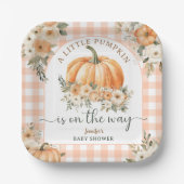 パンプキンオンザウェイ秋ベビーシャワー男女兼用 ペーパープレート (正面)