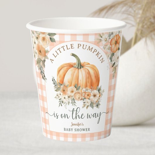 パンプキンオンザウェイ秋ベビーシャワー男女兼用 紙コップ