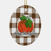 パンプキンオンブラウンプレイド – Happy Thanksgiving セラミックオーナメント (右)