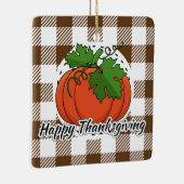 パンプキンオンブラウンプレイド – Happy Thanksgiving セラミックオーナメント (右)