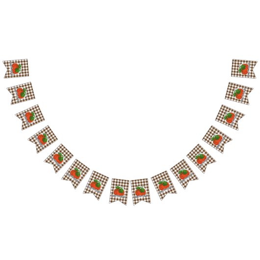 パンプキンオンブラウンプレイド – Happy Thanksgiving バンティングフラッグ (全)