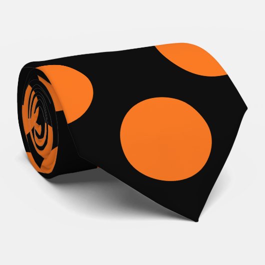 パンプキンオンブラックジャイアントサイズ水玉模様ネックタイ ネクタイ (ロール)