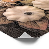 パンプキンオータムオレンジホワイトブラウンヴィンテージアンティーク ポスター (角)