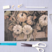 パンプキンオータムオレンジホワイトブラウンヴィンテージアンティーク 薄葉紙 (クラフト)