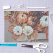 パンプキンオータムオレンジホワイトヴィンテージアンティーク 薄葉紙 (クラフト)