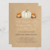 パンプキンオータムカントリー秋ベビーシャワープンキネット 招待状 (正面/裏面)