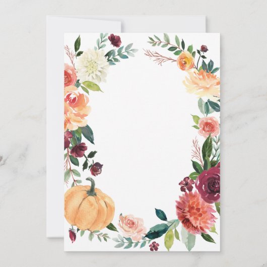 パンプキンオータムシックフローラ素朴婚約パーティ 招待状 (裏面)