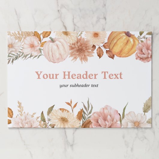 パンプキンオータム秋フローラ紙パーティーランチョンマット ペーパーパッド (正面)