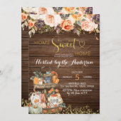 パンプキンオータム素朴フローラ引っ越し祝いパーティーパーティー 招待状 (正面/裏面)