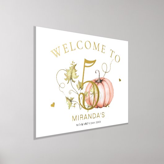 パンプキンオータム誕生日ナンバーサイン 箔ポスター (レイダウン)