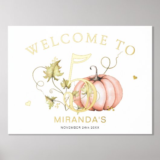 パンプキンオータム誕生日ナンバーサイン 箔ポスター (正面)