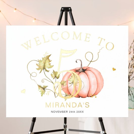 パンプキンオータム誕生日ナンバーサイン 箔ポスター