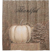 パンプキンカントリーホワイト金ゴールドメタリックエレガント秋 シャワーカーテン (正面)