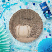 パンプキンカントリーホワイト金ゴールドメタリックエレガント秋 ペーパープレート (パーティー)