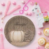 パンプキンカントリーホワイト金ゴールドメタリックエレガント秋 ペーパープレート (パーティー)