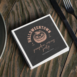 パンプキンカービングオレンジブラックハローウィンパーティ スタンダードカクテルナプキン