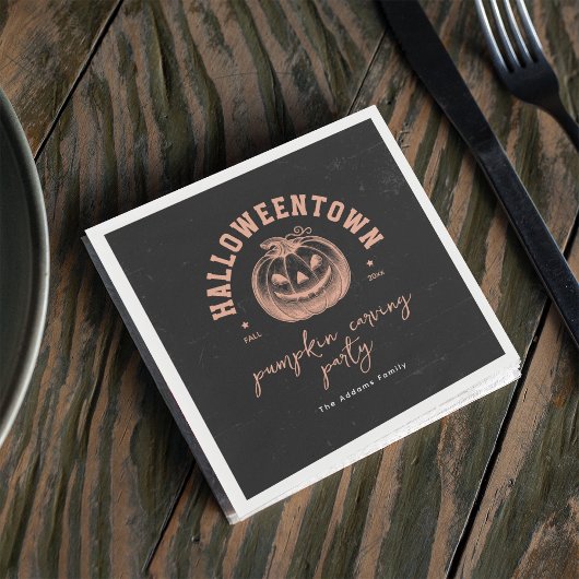パンプキンカービングオレンジブラックハローウィンパーティ スタンダードカクテルナプキン