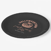 パンプキンカービングオレンジブラックハローウィンパーティ ペーパープレート (アングル)