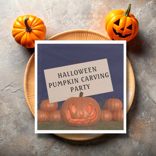 パンプキンカービングハロウィーンのカボチャのちょうちんハロウィンナプキンス スタンダードランチョンナプキン