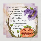 パンプキンカービングバースデーパーティーの招待 招待状 (正面/裏面)