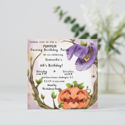 パンプキンカービングバースデーパーティーの招待 招待状 (スタンド正面)
