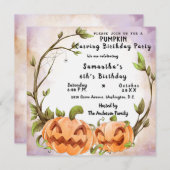 パンプキンカービングバースデーパーティーの招待 招待状 (正面/裏面)