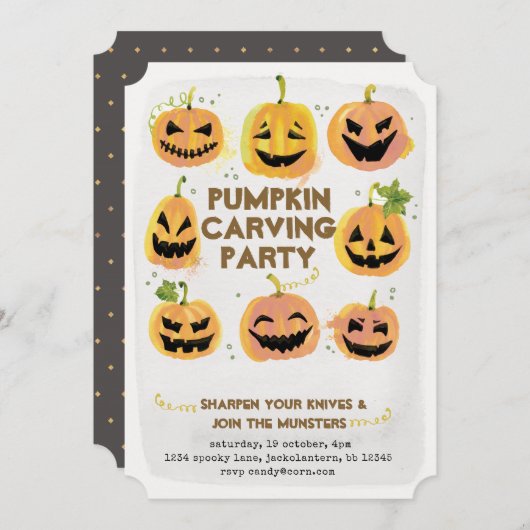 パンプキンカービングパーティの招待状 招待状 (正面/裏面)