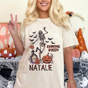 パンプキンカービングパーティーカスタムハロウィーンスケルトン Tシャツ