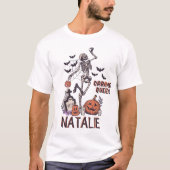 パンプキンカービングパーティーカスタムハロウィーンスケルトン Tシャツ (正面)