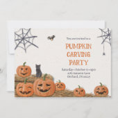 パンプキンカービングパーティージャックオランタン素朴 招待状 (正面)