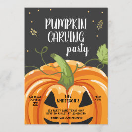 パンプキンカービングパーティー不気味ハロウィン誕生日 招待状
