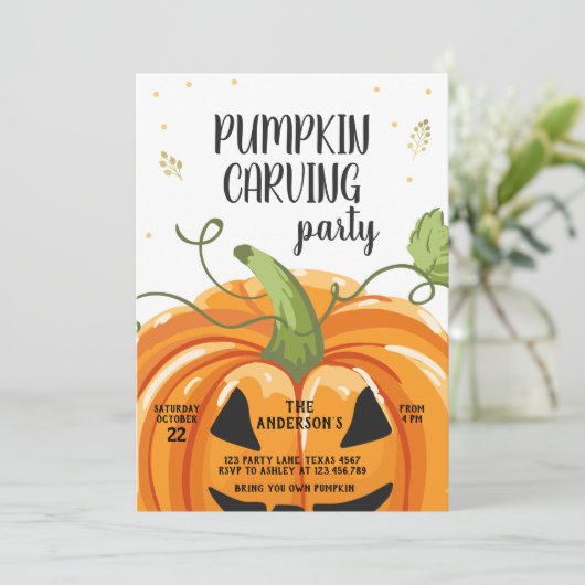パンプキンカービングパーティー不気味ハロウィン誕生日 招待状 (スタンド正面)