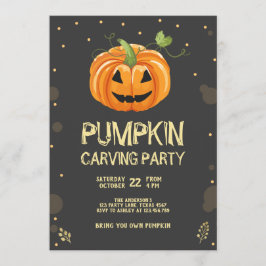 パンプキンカービングパーティー不気味ハロウィン誕生日 招待状