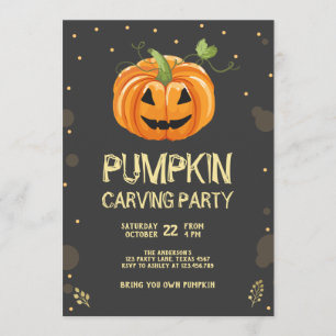 パンプキンカービングパーティー不気味ハロウィン誕生日 招待状