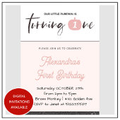 パンプキンガールピンクグリッターハロウィーン1日 招待状