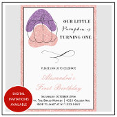 パンプキンガールピンクパープルハロウィーン1st誕生日 招待状