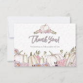 パンプキンガール赤面ピンクベビーシャワーサンキューカード 招待状 (正面)