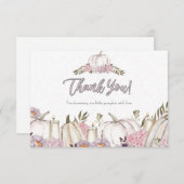 パンプキンガール赤面ピンクベビーシャワーサンキューカード 招待状 (正面/裏面)